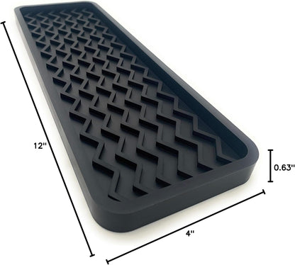 Happitasa Silicone Kitchen Sink Organizer Tray, Sponge Holder and Countertop Protector in Black, 12" x 4"