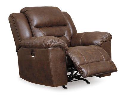 Signature Design by Ashley Stoneland Faux Leather Manual Pull Tab Rocker Recliner, Dark Brown