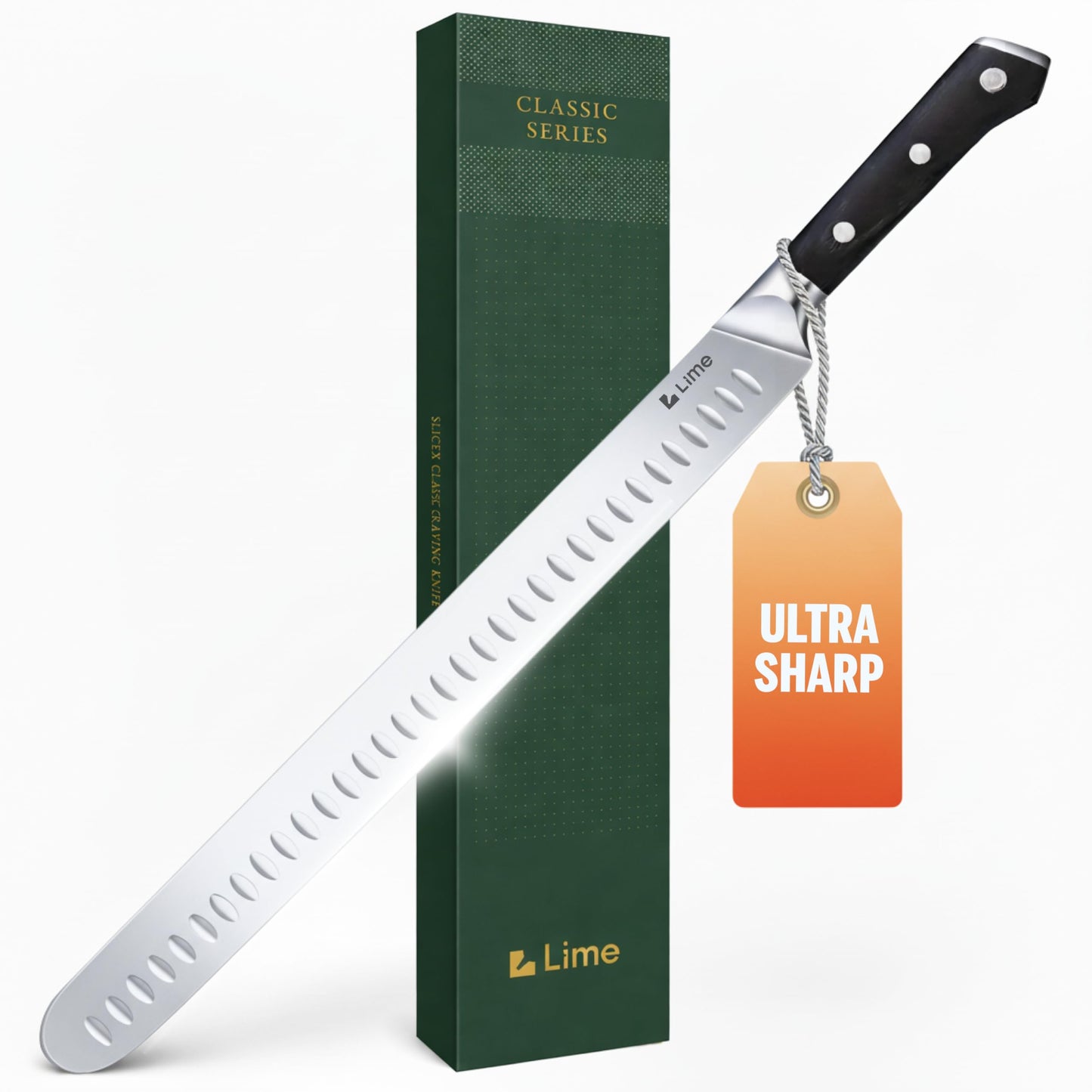 Bright Hobby Brisket Slicing Knife – 12" Brisket Knife, BBQ, Grilling Gifts For Men – Razor Sharp German Steel, Full Tang, Ergonomic Handle