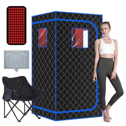Portable Full Size Infrared Sauna for Home| One Person Spa Tent with Red Light| Personal Indoor Saunas with 660nm Red Light Therapy Lamp| Separate Heating Foot Pad and Reinforced Chair for Relaxation