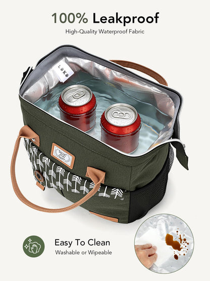 Lekesky Insulated Lunch Bag Portable Lunch Box for Office Work Picnic Beach Workout Reusable Tote Lunch Bag Organizer for Women Adult, Green