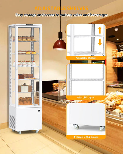 GAOMON idO-A2EfLtRlFtU_six5YQ GHB-WH2025021100014 Countertop Refrigerator Cu.Ft. Bakery Display Case, 10.5 Cubic Feet, White