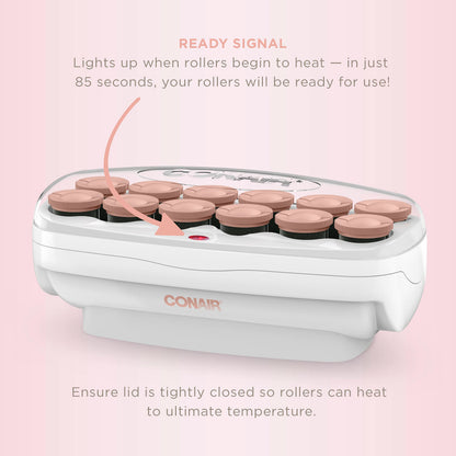 Conair Hot Rollers for Long, Medium & Short Hair, 12 Jumbo 1 ½" Heated Hair Rollers with Clips, Hot Curlers for Women, Volume & Curls, Amazon Exclusive, Black