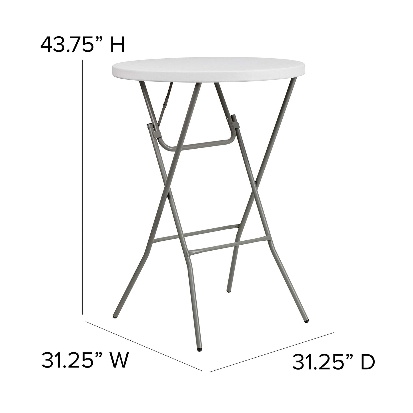 Flash Furniture 32" Round Folding Bar Height Tables for Parties and Commercial Events, Indoor/Outdoor Plastic Bar Height Folding Tables, Set of 4, White