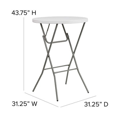 Flash Furniture 32" Round Folding Bar Height Tables for Parties and Commercial Events, Indoor/Outdoor Plastic Bar Height Folding Tables, Set of 4, White
