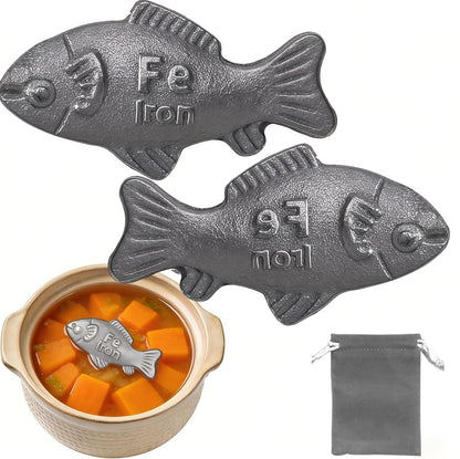 Iron Fish for Cooking(2-Pack), Safe Reusable Cooking Tool for Iron Deficiency,Lucky Cooking Iron Tool for Anemia & Vegans, Ideal Gift