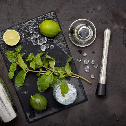 Food-Grad 304 Stainless Steel Cocktail Muddler and Mixing Spoon Home Bar Tool Set -Dishwasher Safe - Create Delicious Mojitos and Other Fruit Based Drinks (8 inch)