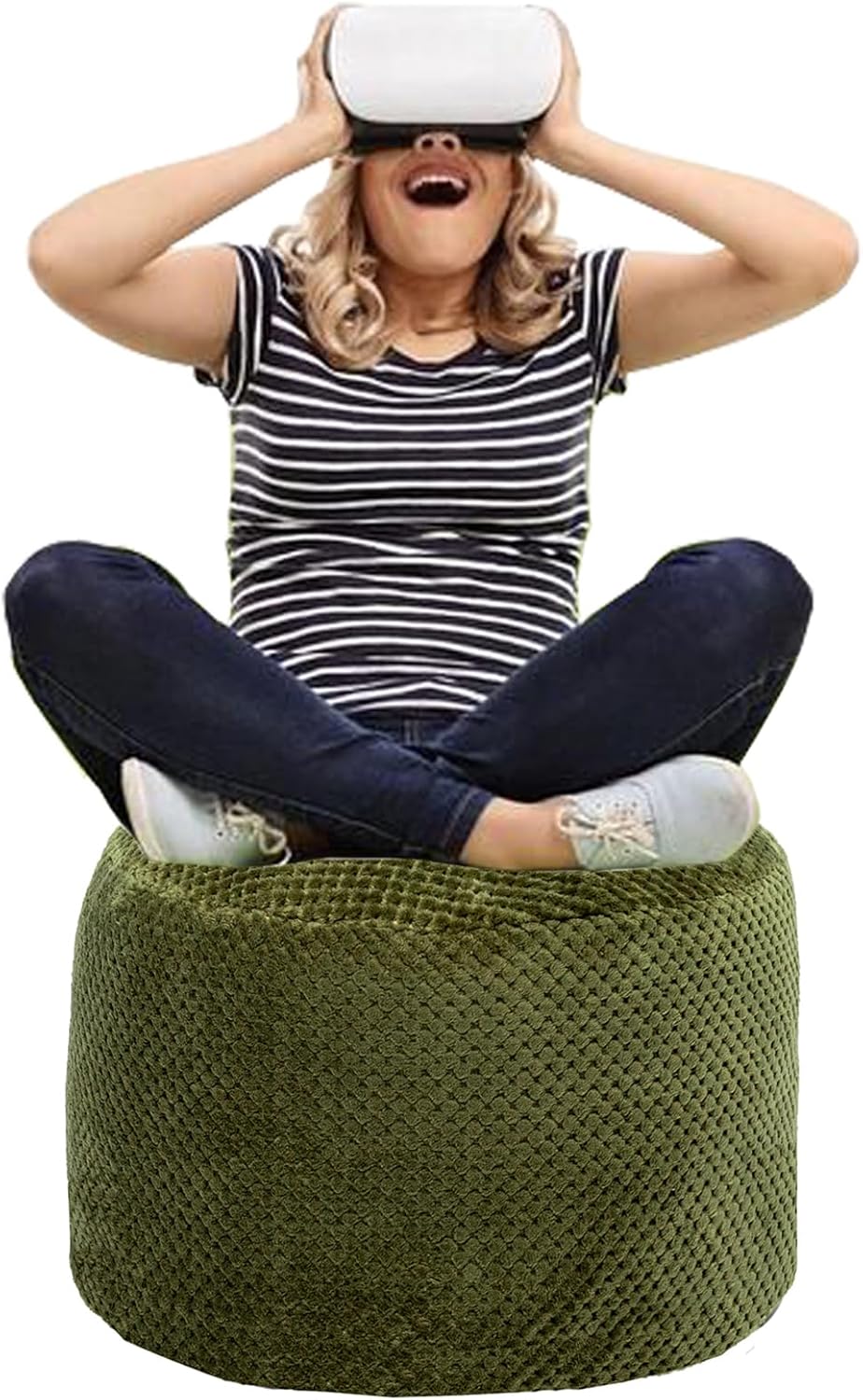20x20x12 Inches Asuprui Pouf Ottoman Unstuffed Ottoman Foot Rest No Filler Soft Faux Fur Foot Stool Fuzzy Chair Floor