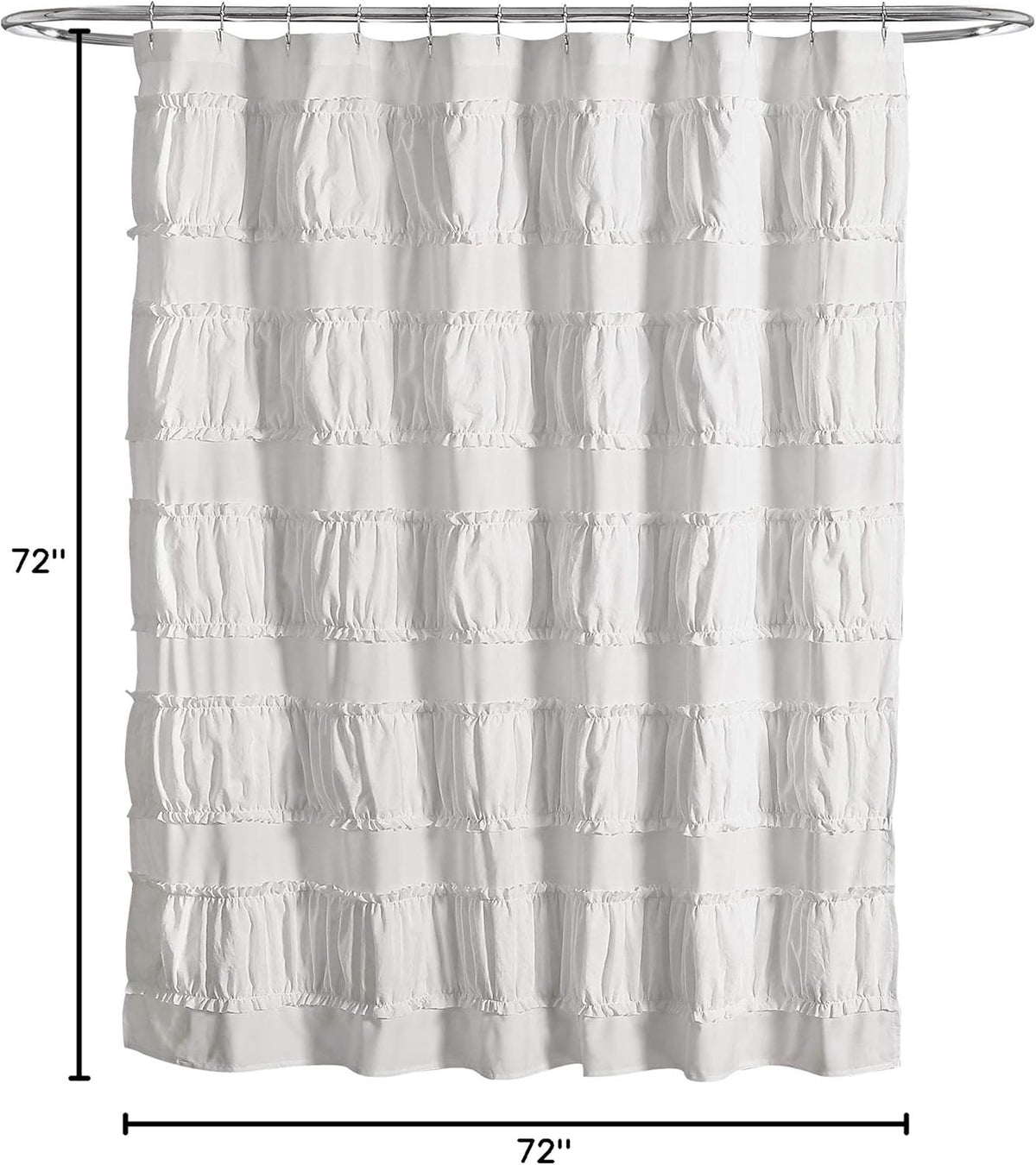 Lush Decor White Nova Ruffle Shower Curtain - 72" x 72"