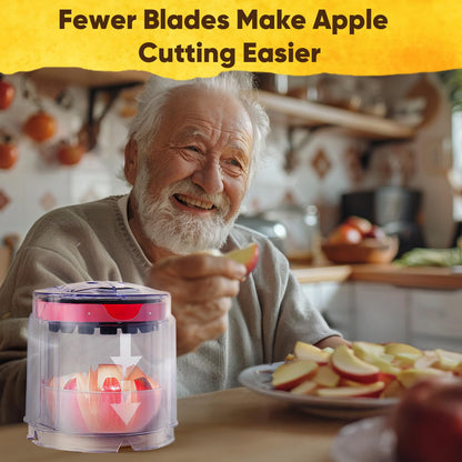 Newness 5.12-Inch Apple Slicer - 8 Slices, Ultra-Safe & Heavy-Duty Stainless Steel Extra Large Apple Cutter, Upgraded Cut Apples All The Way Through, with Transparent Bowl