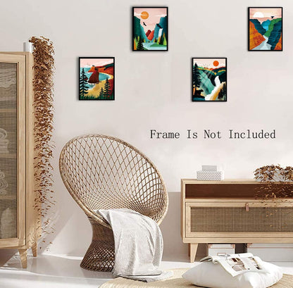 National Park Poster Set of 4, Nature Wall Art Prints for Home Decor, Grand Canyon, Sierra Nevada, Olympic Parks