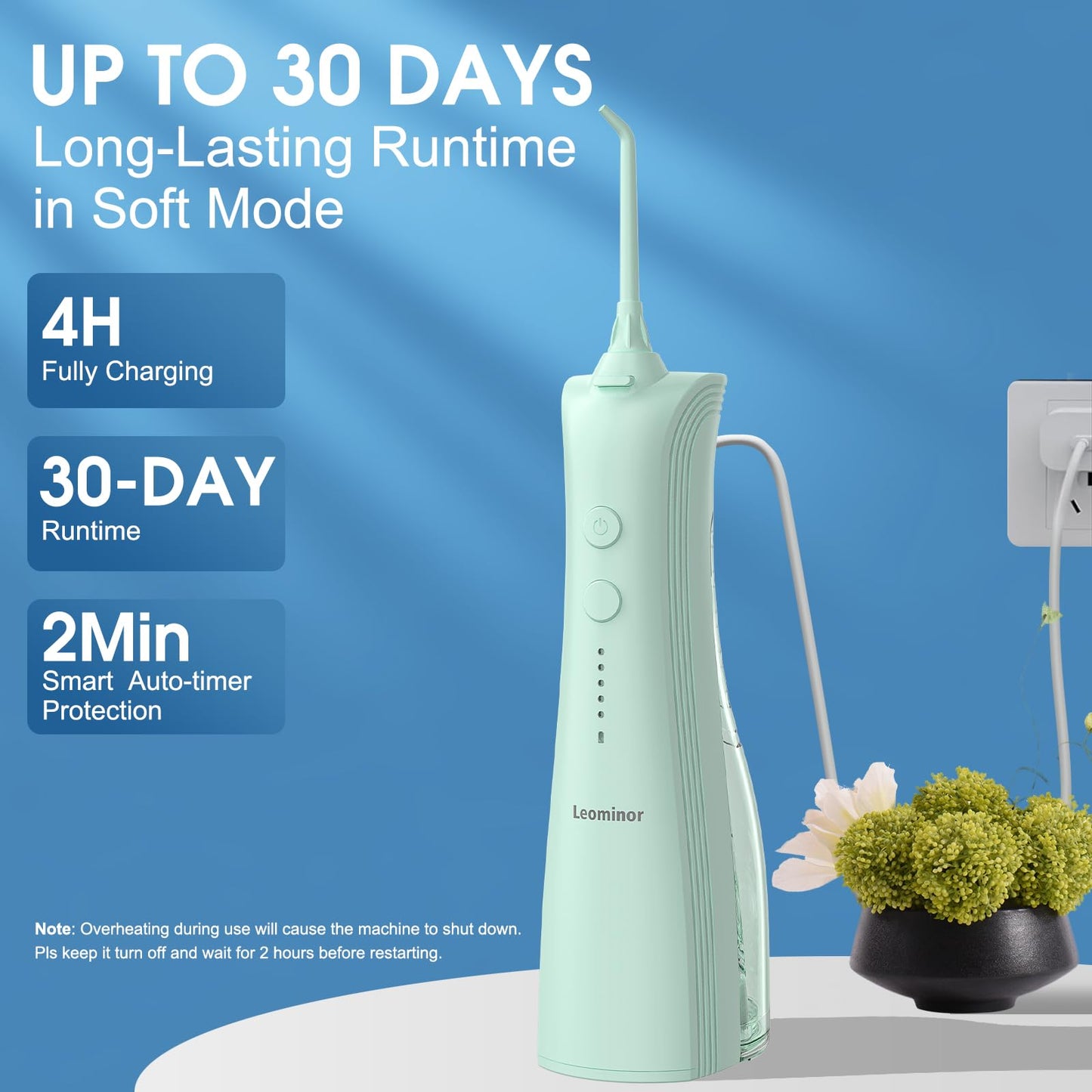 Leominor Water Dental Flosser - 5 Modes Cordless Portable Oral Irrigator, IPX7 Waterproof, Rechargeable Teeth Cleaner Upgrade Datchable Tank Professional Flossing Cleaning Pick for Home Travel (Black)
