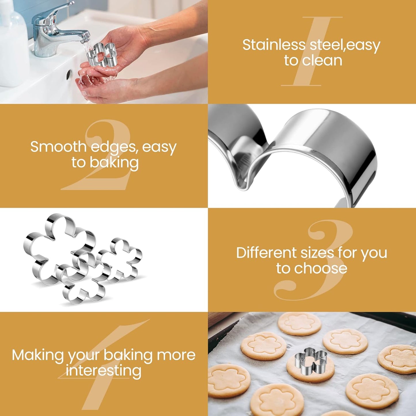 ICYANG Stainless Steel Cookie Cutters for Kids - Rose Petal Flower Shape for Christmas and Valentine's Day Baking