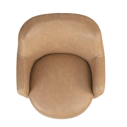 Spatial Order Upholstered 360° Barrel Back Swivel Chair | Accent Chairs for Living Room & Bedroom | Decorative Home Furniture, Sand Faux Leather