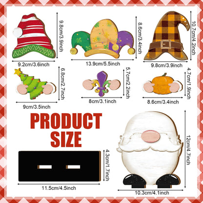 Blulu 32 Pcs Interchangeable Wooden Gnome Decor Summer 4th of July Patriotic Gnomes Welcome Sign Holiday Seasonal Tiered Tray Decor with Magnet Pieces for Gifts Decorations (Bright)