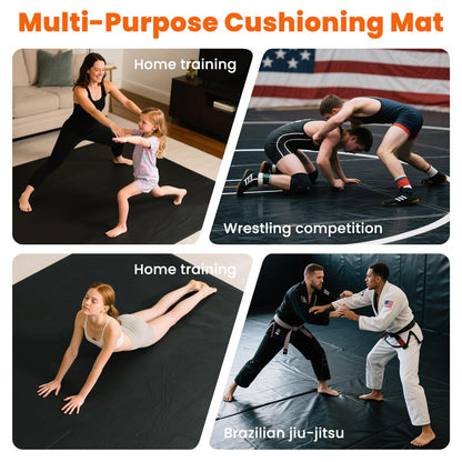 Kaoshan Foam/Inflatable Wrestling Mat - 10'x10' Wrestling Mats for Kids, Jiu Jitsu Mats for Home, Flow Space Mats BJJ, Roll-up Training Mats for Grappling, Martial Arts, Judo, Boxing, MMA 5'x10'/8'x8'/13'x13'