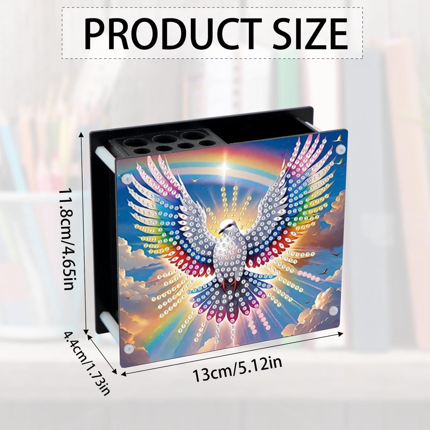 DIY 5D Diamond Painting Pen Holder – Peaceful Rainbow Dove Pencil Cup for Inspirational Decor, Acrylic Diamond Art Pen Holder Organizer, 5D DIY Desk Organizer with Beads, for Craft Desk or Gift