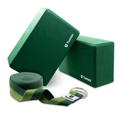 Tumaz Non-Slip Yoga Blocks 2-Pack - High Density/Lightweight EVA Foam & Natural Cork for Stability, Premium Set with E-Book Included