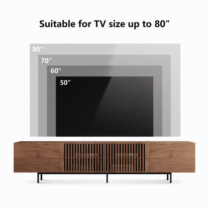 gaoyangjiaju 94.48" Mid Century Modern TV Stand for TVs up to 70"-90",Tv Console with 4 Storage Cabinets, Media Furniture for Living Room or Bedroom,Walnut
