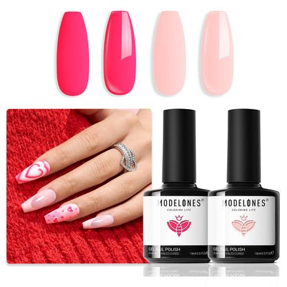 modelones Gel Nail Polish Set 2 Pcs 15ml French Manicure Kit White Nude Pink Jelly Sheer Gel Polish Soak Off UV LED Classic French Tip Gel Polish Natural Nail Art DIY Gift for Women