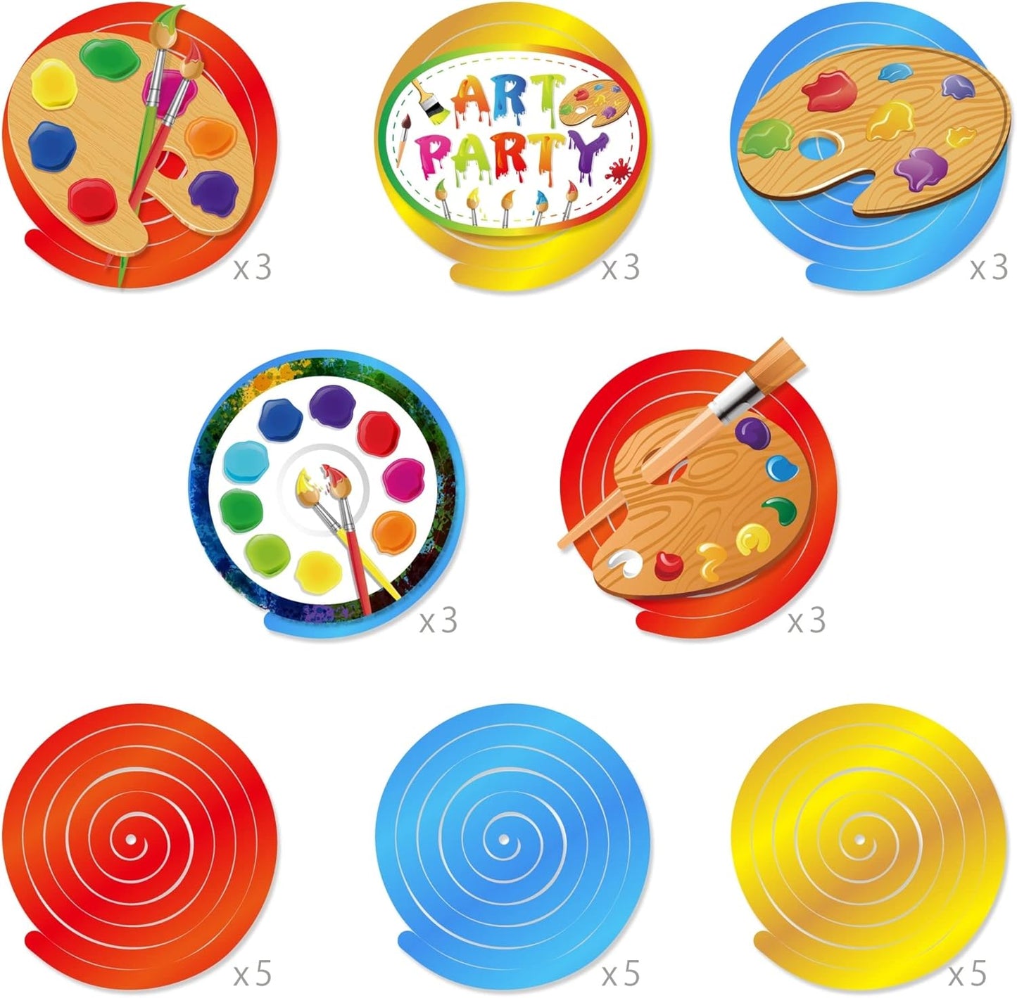 30Ct Art Hanging Swirl Decorations, Sip n Paint Party Supplies, Little Painting Artist Birthday Theme Decor