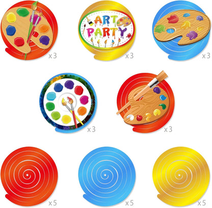 30Ct Art Hanging Swirl Decorations, Sip n Paint Party Supplies, Little Painting Artist Birthday Theme Decor