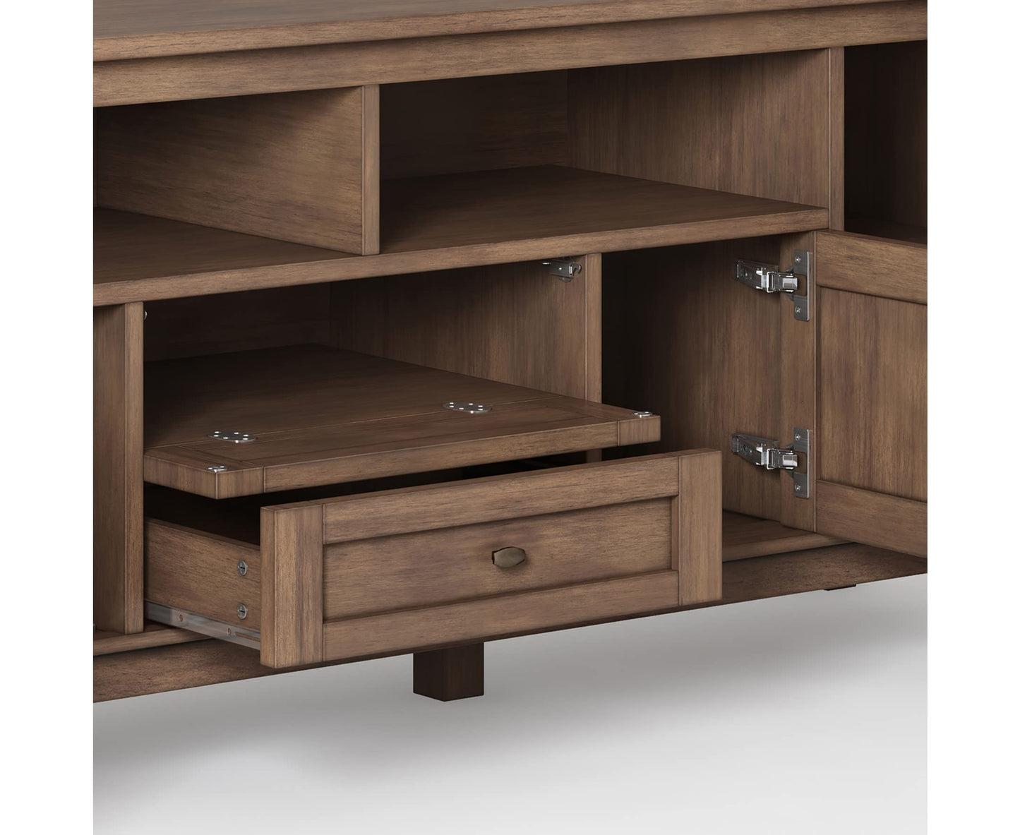 SIMPLIHOME Warm Shaker TV Stand - 72 inch Wide Solid Wood Media Console in Rustic Natural Aged Brown, Transitional Entertainment Center for Living Room for TVs up to 80 Inches with Cable Management