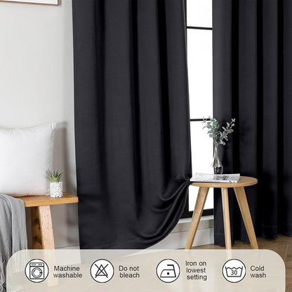 Gwine Blackout Curtains - Thermal Insulated Light Blocking Drapes | 63 Inch Length, 2 Panels, W40 x L63