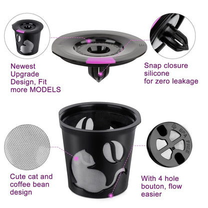 Reusable K Cups for K-Mini/K-Duo/K-Express, 2 Pack K Cup Reusable Coffee Pods for K-eurig, BPA Free Refillable Single K Cups for K-eurig 1.0 & 2.0 Series