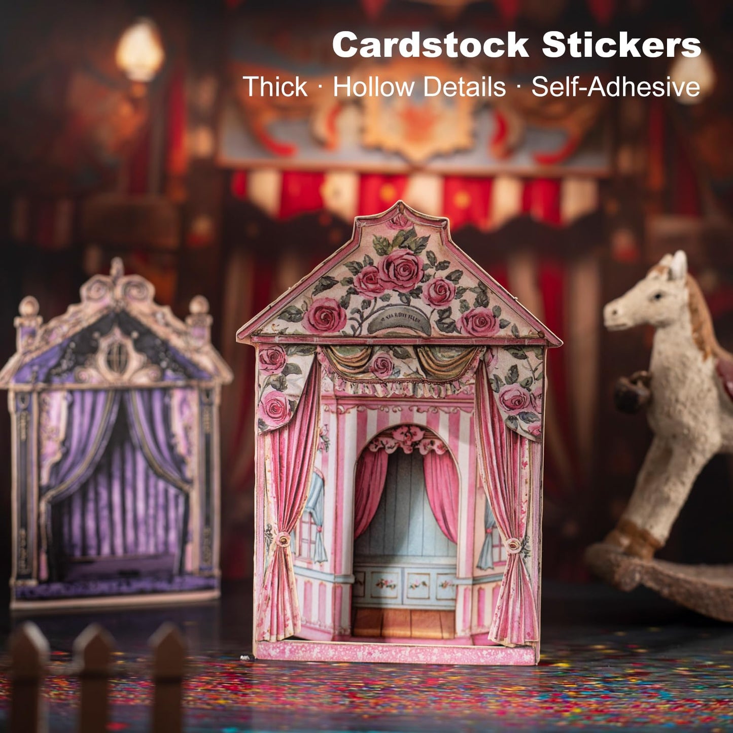 Moriquill 60PCS Doll House Stickers – Retro Cardstock Ephemera Set with Large Hollow Designs for Scrapbooking Journaling Decorative Crafts and DIY Projects