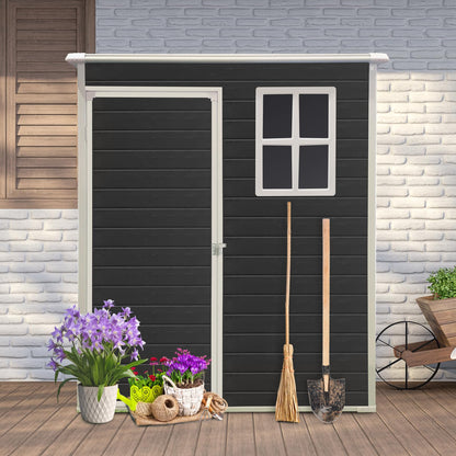 KEIKI 5x3 FT Outdoor Storage Shed Waterproof Resin Cabinet Polypropylene Frame with Lockable Doors for Patio Furniture