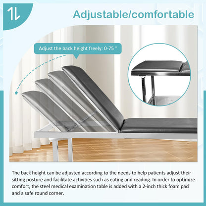 JJFFTAO Adjustable Exam Table，Doctor Bed with Folding Legs is Stable and Durable，Folding Medical Exam Table Holds 500 lbs for Clinical Examination 、Massage 、Spa Beds、Beauty