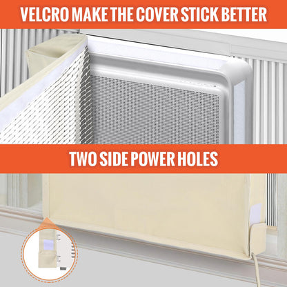 Air Conditioner Covers for Inside to Protect AC and Winter Insulation, 3 Layers Insulation Window Air Conditioner Cover with Aluminum Foil and 2mm Foam, 21"W x 15"H x 3.5"D - Beige