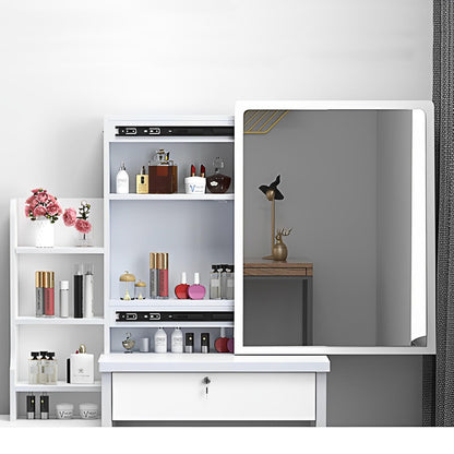 KEIKI Vanity Desk with Mirror for Makeup, Dressing Table Set with Stool,4 Drawers, White
