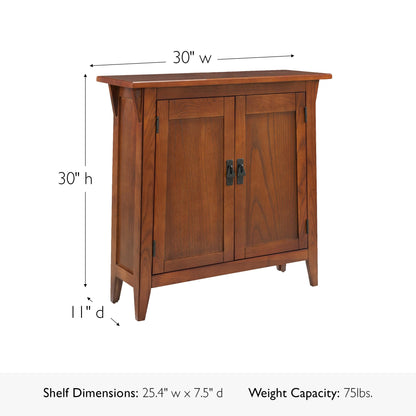 Leick Home Mission Hall Console Table, Solid Wood, 2-Door Storage with 1 Interior Shelf, Slim Profile, Easy Assembly, Russet Brown, 30 in L x 11 in D x 30 in H, Small Entryway Cabinet, 10001-RS