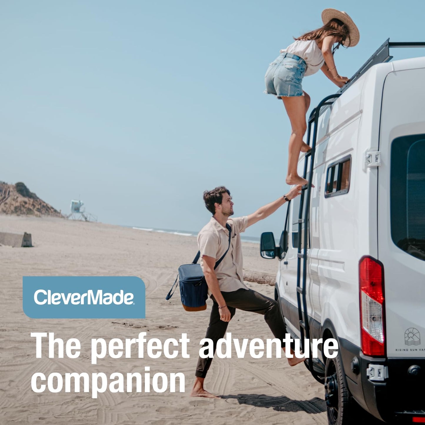 CleverMade Pacifica Collapsible Cooler Bag – Large Portable Cooler Bag for Travel, Foldable Insulated Cooler for Beach, Picnic & Tailgating, Holds Up to 50 Cans, Leakproof Soft Carry Cooler - Ocean