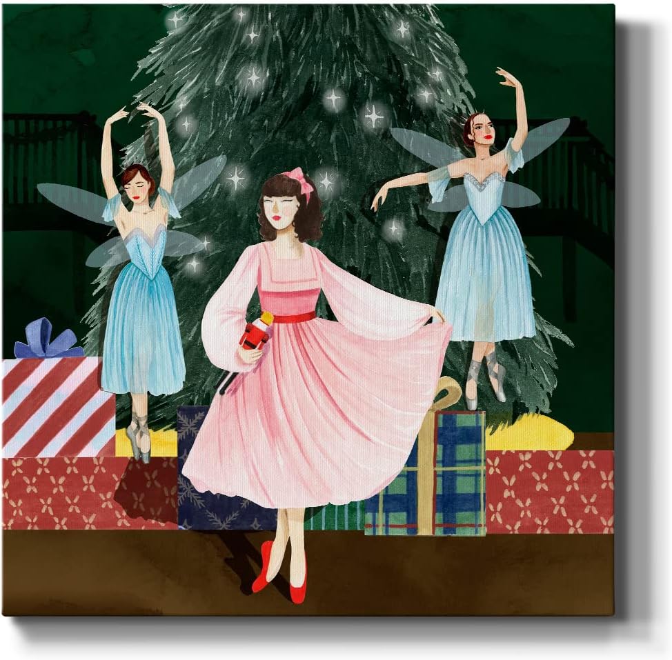 Renditions Gallery Fantasy Canvas Artwork - Beach House Decor, Lady Fairy Christmas Nutcracker Modern Paintings