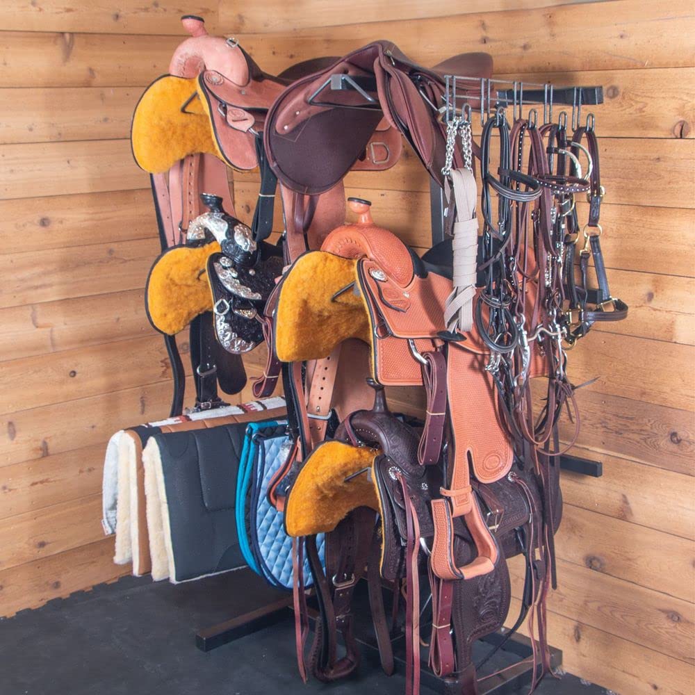 EASY-UP Pro Interchangeable Saddle & Tack Stand | Customizable Storage System | Heavy Duty Free Standing Rack | Can Hold Multiple Saddle & Pad Racks | Gray Armor Rust Resistant Finish