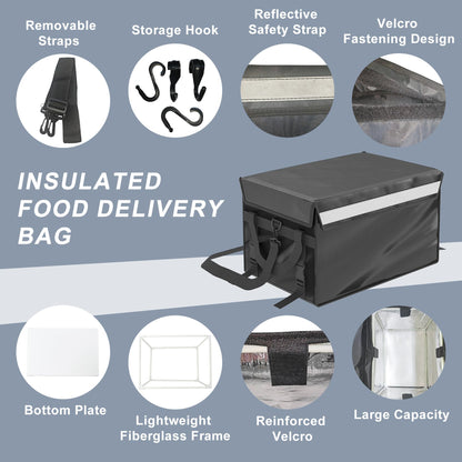 Kaitiemoo 48L Insulated Food Delivery Bag, Thermal Hot Cold Bag with Waterproof Easy-Clean Liner, Foldable Design for Meal Delivery, Groceries, Picnic, Camping