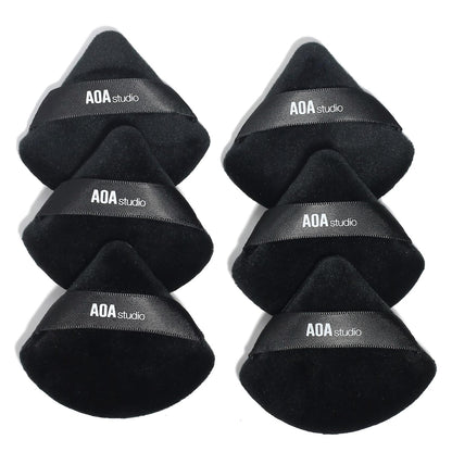AOA Studio Velvet Puffs Makeup Puff Set of 6 Loose Powder Body Powder, Velour Makeup Blender Sponge Foundation Blending Sponges Set Beauty Makeup Tools(Black/Peach)