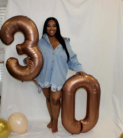 Numbers Balloon - 40 Inch Large Coffee Brown Balloon for 3rd Birthday Party Decorations