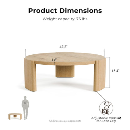 Furniture of America Carys Modern Solid Wood 2-Piece Coffee Table and End Table Set with Plinth Base, Living Room Furniture for Small Space, Home Office, Oak