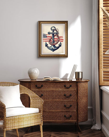 YEEIFFD 5D DIY American Anchor Diamond Art Diamond Dots Full Drill for Home Wall Decor Gift Boat Diamond Painting Kits for Adults Gem Art 12x16 inch