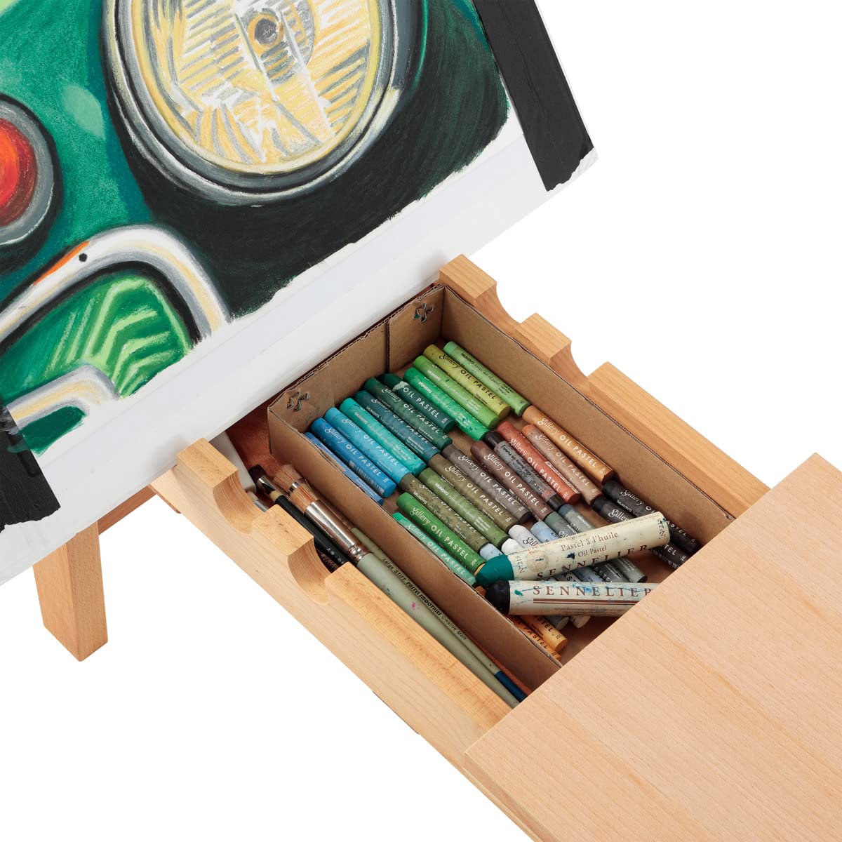 Creative Mark Belgian Art Horse - 40.25" x 11.38" x 17", Beechwood Drawing Bench and Easel with Sturdy Construction, Permanent Legs, 120/90-Degree Angles, Wooden Locking Pin, Built-in Storage (2)