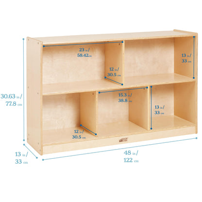 ECR4Kids 5-Compartment Mobile Storage Cabinet, Preschool, Classroom Furniture, Natural