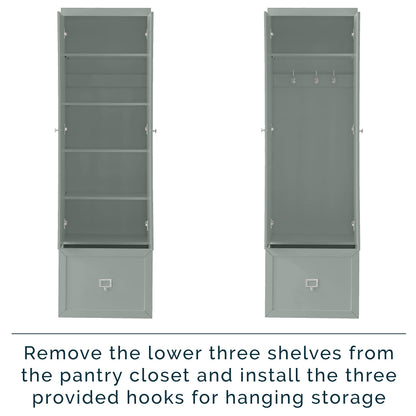 Crosley Furniture Harper 3-Piece Hall Tree and Storage Cabinet Set with Entryway Bench and Hooks for Hanging, Gray
