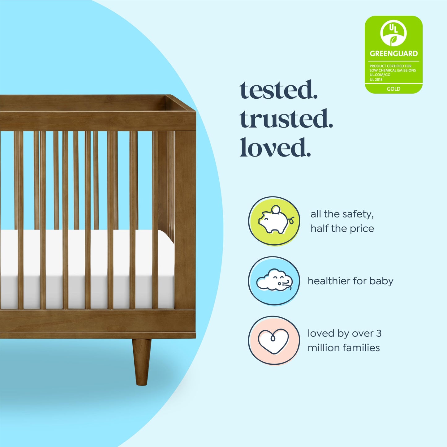 Davinci Marley 3-in-1 Convertible Crib in Walnut, Greenguard Gold and FSC® Certified