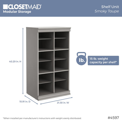 ClosetMaid Modular Storage 106.97-inch W 8-Drawer 18-Shelf Entertainment System with Doors, Smoky Taupe