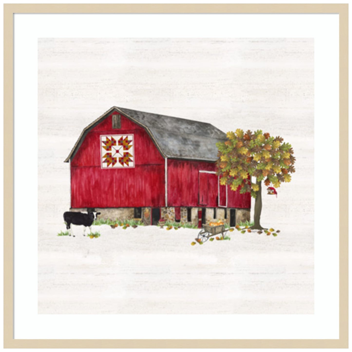 Amanti Art Framed Wall Art Print 33x33 Fall Barn Quilt IV by Tara Reed, Americana Wall Art, Rustic Farmhouse Decor, Large Poster Painting Artwork for Living Room, Bedroom, Bathroom, Kitchen, Office