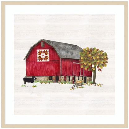 Amanti Art Framed Wall Art Print 33x33 Fall Barn Quilt IV by Tara Reed, Americana Wall Art, Rustic Farmhouse Decor, Large Poster Painting Artwork for Living Room, Bedroom, Bathroom, Kitchen, Office